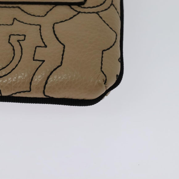 Salvatore Ferragamo Gancini Shoulder Bag Leather Beige Gold Auth 131785