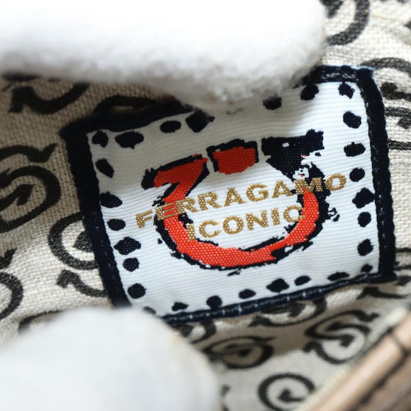 Salvatore Ferragamo Gancini Shoulder Bag Leather Beige Gold Auth 131785