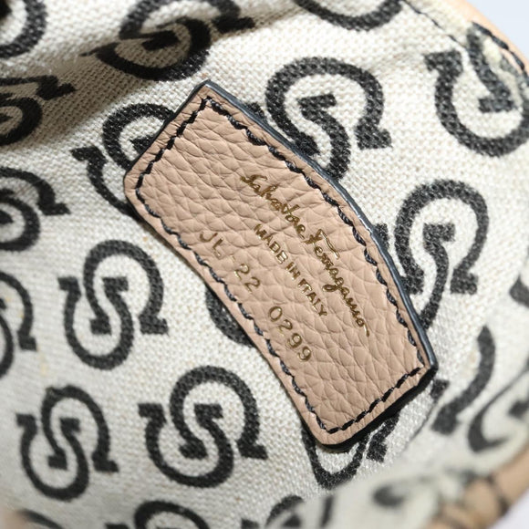 Salvatore Ferragamo Gancini Shoulder Bag Leather Beige Gold Auth 131785