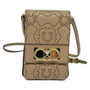 Salvatore Ferragamo Gancini Shoulder Bag Leather Beige Gold Auth 131785-13