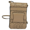 Salvatore Ferragamo Gancini Shoulder Bag Leather Beige Gold Auth 131785-2