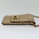 Salvatore Ferragamo Gancini Shoulder Bag Leather Beige Gold Auth 131785-4