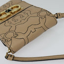 Salvatore Ferragamo Gancini Shoulder Bag Leather Beige Gold Auth 131785-6