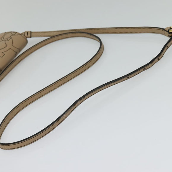 Salvatore Ferragamo Gancini Shoulder Bag Leather Beige Gold Auth 131785