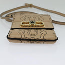 Salvatore Ferragamo Gancini Shoulder Bag Leather Beige Gold Auth 131785-5