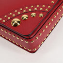 PRADA Shoulder Bag Safiano leather Red Gold Auth 131786M-16