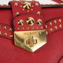 PRADA Shoulder Bag Safiano leather Red Gold Auth 131786M-17