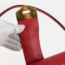 PRADA Shoulder Bag Safiano leather Red Gold Auth 131786M-10