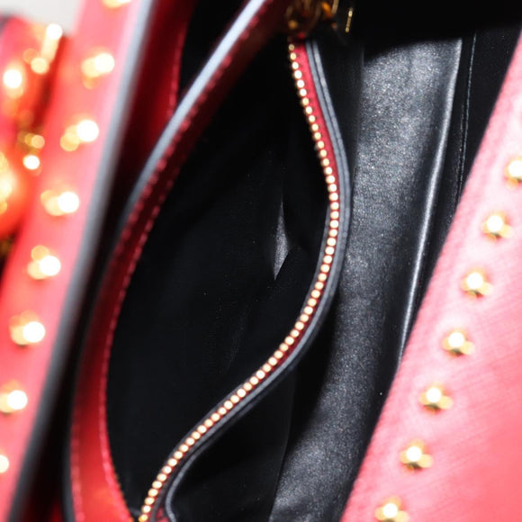 PRADA Shoulder Bag Safiano leather Red Gold Auth 131786M