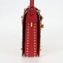 PRADA Shoulder Bag Safiano leather Red Gold Auth 131786M-4