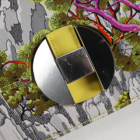 HERMES Shoulder Bag Satin Yellow Silver Auth 131787SM