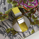 HERMES Shoulder Bag Satin Yellow Silver Auth 131787SM-18