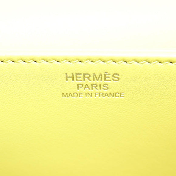 HERMES Shoulder Bag Satin Yellow Silver Auth 131787SM