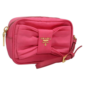 PRADA Pouch Nylon Pink Gold Auth 131790