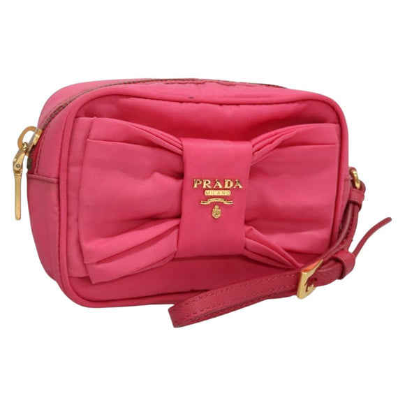 PRADA Pouch Nylon Pink Gold Auth 131790