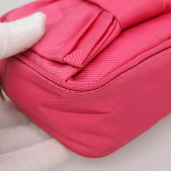 PRADA Pouch Nylon Pink Gold Auth 131790