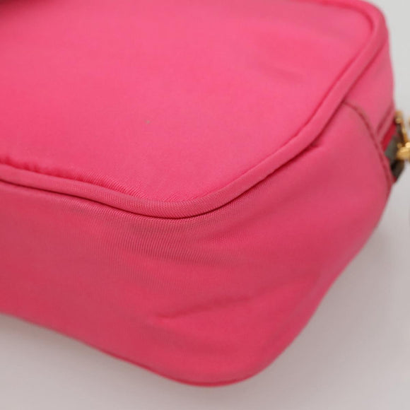 PRADA Pouch Nylon Pink Gold Auth 131790