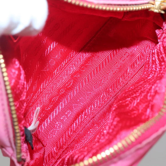 PRADA Pouch Nylon Pink Gold Auth 131790