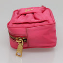 PRADA Pouch Nylon Pink Gold Auth 131790-3