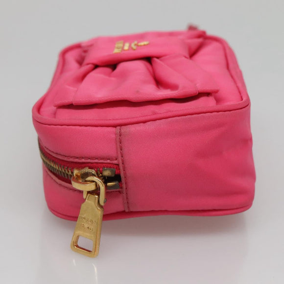 PRADA Pouch Nylon Pink Gold Auth 131790