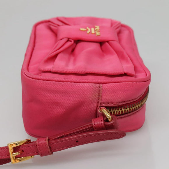 PRADA Pouch Nylon Pink Gold Auth 131790