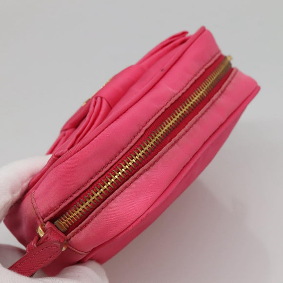 PRADA Pouch Nylon Pink Gold Auth 131790