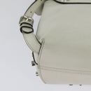FENDI Chain Shoulder Bag Leather 2way White Silver Auth 131794-15