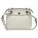 FENDI Chain Shoulder Bag Leather 2way White Silver Auth 131794-2