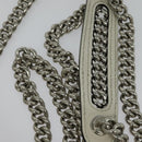 FENDI Chain Shoulder Bag Leather 2way White Silver Auth 131794-8