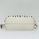 FENDI Chain Shoulder Bag Leather 2way White Silver Auth 131794-5