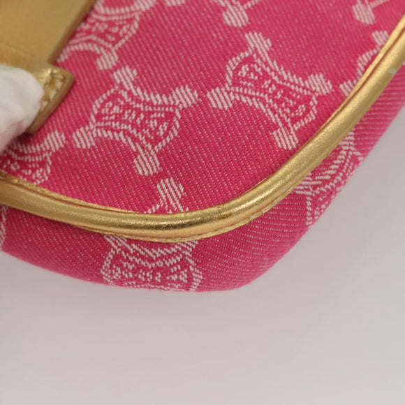 CELINE Paris Macadam Canvas Body Bag Denim Pink Gold Auth 131795