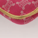 CELINE Paris Macadam Canvas Body Bag Denim Pink Gold Auth 131795-9