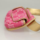 CELINE Paris Macadam Canvas Body Bag Denim Pink Gold Auth 131795-3