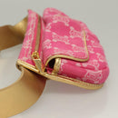 CELINE Paris Macadam Canvas Body Bag Denim Pink Gold Auth 131795-4