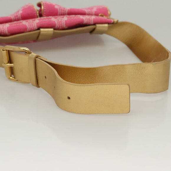 CELINE Paris Macadam Canvas Body Bag Denim Pink Gold Auth 131795