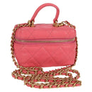 CHANEL Matelasse Chain Shoulder Bag Caviar Skin 2way Pink Gold CC Auth 131801M-1