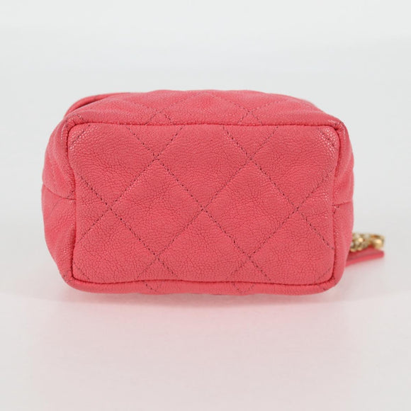 CHANEL Matelasse Chain Shoulder Bag Caviar Skin 2way Pink Gold CC Auth 131801M