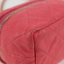 CHANEL Matelasse Chain Shoulder Bag Caviar Skin 2way Pink Gold CC Auth 131801M-15