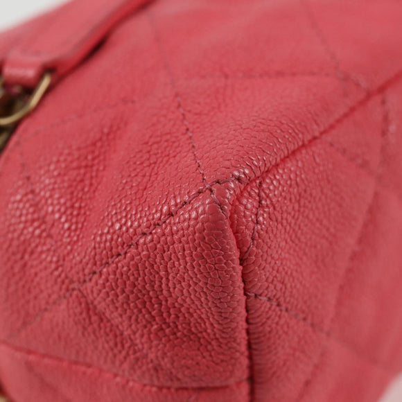 CHANEL Matelasse Chain Shoulder Bag Caviar Skin 2way Pink Gold CC Auth 131801M