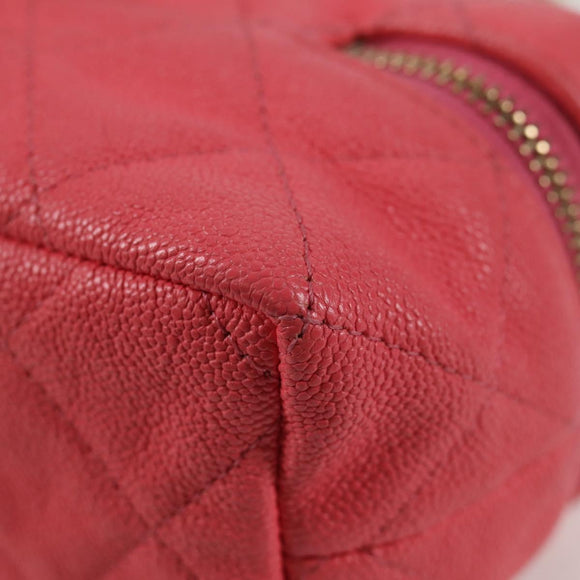 CHANEL Matelasse Chain Shoulder Bag Caviar Skin 2way Pink Gold CC Auth 131801M