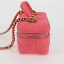 CHANEL Matelasse Chain Shoulder Bag Caviar Skin 2way Pink Gold CC Auth 131801M-3