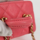 CHANEL Matelasse Chain Shoulder Bag Caviar Skin 2way Pink Gold CC Auth 131801M-7