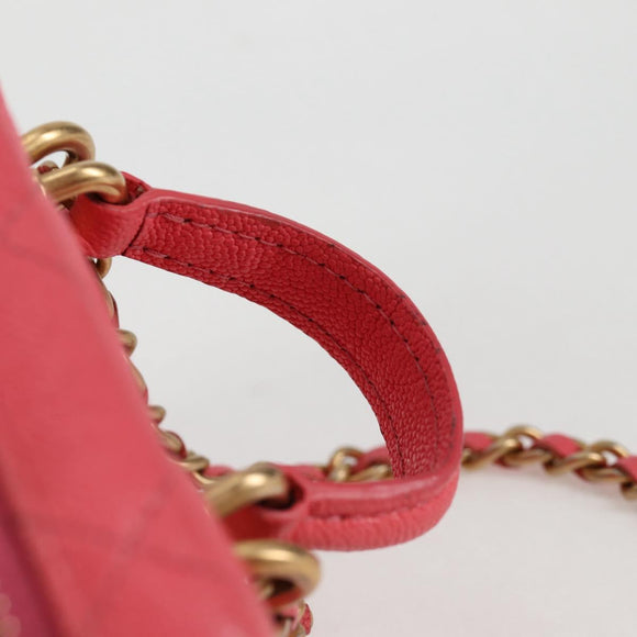 CHANEL Matelasse Chain Shoulder Bag Caviar Skin 2way Pink Gold CC Auth 131801M