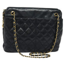 CHANEL Matelasse Chain Shoulder Bag Leather Navy Gold CC Auth 131802-1
