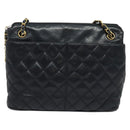 CHANEL Matelasse Chain Shoulder Bag Leather Navy Gold CC Auth 131802-13