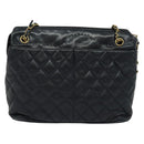 CHANEL Matelasse Chain Shoulder Bag Leather Navy Gold CC Auth 131802-2