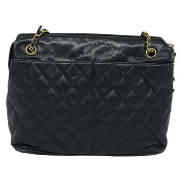 CHANEL Matelasse Chain Shoulder Bag Leather Navy Gold CC Auth 131802 - 0