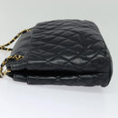 CHANEL Matelasse Chain Shoulder Bag Leather Navy Gold CC Auth 131802-3