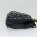 CHANEL Matelasse Chain Shoulder Bag Leather Navy Gold CC Auth 131802-4