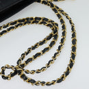 CHANEL Matelasse Chain Shoulder Bag Leather Navy Gold CC Auth 131802-7